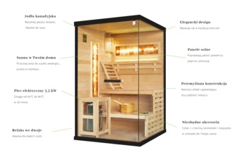 Sauna fińska narożna Nordum Pure 2-osobowa czarna