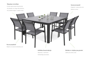 Meble ogrodowe aluminiowe Katania Square Grey / Window Grey 8+1