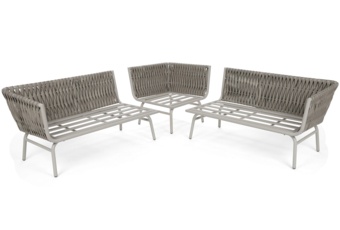 Narożnik ogrodowy technorattanowy Tasos Cream / Grey Melange