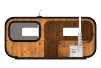 Sauna fińska zewnętrzna Hobbit Odnova z balią 220 x 500 cm