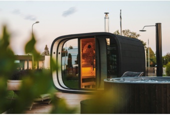 Sauna fińska zewnętrzna Leil® Saunas Round Cube Single 2.0 6-osobowa