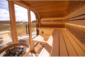 Sauna fińska zewnętrzna Leil® Saunas Round Cube Relax 6-osobowa