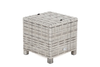 Narożny zestaw mebli ogrodowych prawy Alicante Light Grey / Grey Melange z pufami