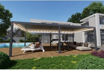 Pergola ogrodowa elektryczna Schatler Nova Lux Alu 8x4 m z oświetleniem LED