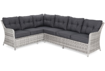 Narożne meble ogrodowe technorattanowe lewe California - jasnoszare - dla 8 osób Narożny zestaw mebli ogrodowych lewy California Light Grey / Grey Melange