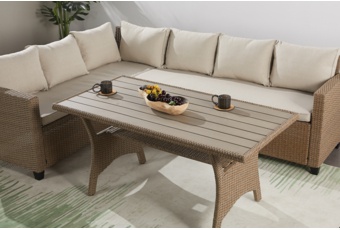 Narożnik ogrodowy technorattanowy Lagos Khaki Grey / Beige Melange