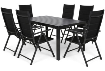 Meble ogrodowe aluminiowe Ibiza 150 cm Black / Black 6+1