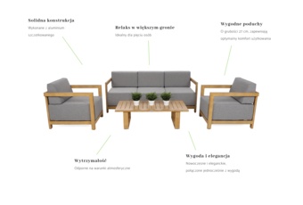 Meble ogrodowe aluminiowe Lyon Teak / Fog Grey