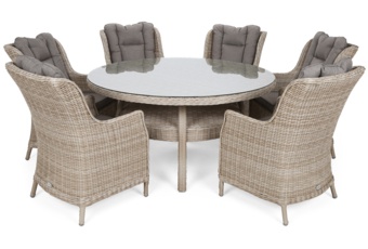 Meble ogrodowe technorattanowe Bristol Round Elegant 150 cm Beige / Beige Melange 6+1