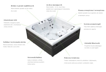 Wanna ogrodowa z hydromasażem Aquess Lunari 3101 3-osobowa