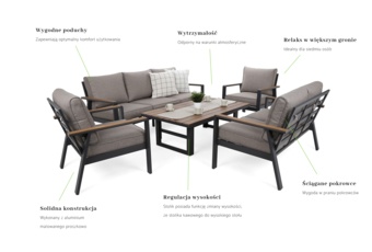 Meble ogrodowe aluminiowe Turyn Dark Grey / Beige Melange