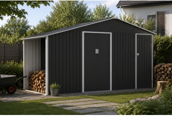 Domek narzędziowy Bergen 407 x 194 cm Grey z drewutnią