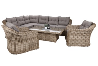 Narożny zestaw mebli ogrodowych Foggia Comfort Beige / Beige Melange