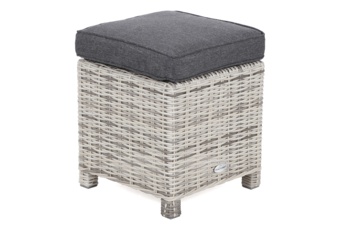 Narożny zestaw mebli ogrodowych prawy Alicante Light Grey / Grey Melange z pufami