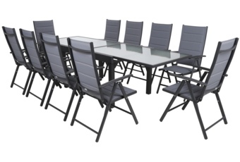 Meble ogrodowe aluminiowe Orlando Grey Ibiza Grey / Window Grey 10+1