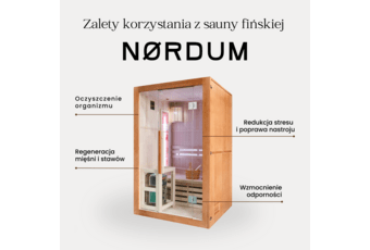 Sauna fińska Nordum Solea 2-osobowa naturalna - z panelami solnymi - drewniana Sauna fińska Nordum Solea 2-osobowa naturalna