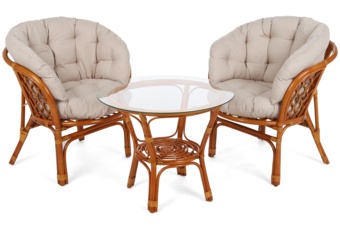 Meble ogrodowe rattanowe Bahama Orange / Cream 2+1 - dla 3 osób Meble ogrodowe rattanowe Bahama Orange / Cream 2+1