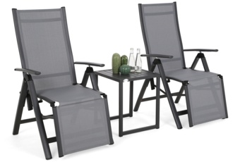 Zestaw krzeseł ogrodowych Ibiza Relax Grey / Window Grey ze stolikiem Cuba Grey