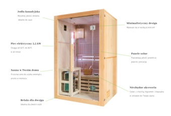 Sauna fińska Nordum Solea 2-osobowa naturalna - z panelami solnymi - drewniana Sauna fińska Nordum Solea 2-osobowa naturalna