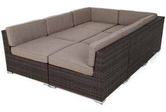 Narożnik modułowy z technorattanu Kansas Maxi Brown Mat / Brown Melange