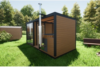 Sauna fińska zewnętrzna TerModula z balią 500 x 210 cm