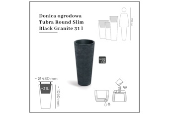 Donica ogrodowa Tubra Round Slim Black Granite 31 l