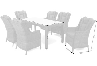 Meble ogrodowe technorattanowe Bristol 180 cm White / Grey 6+1