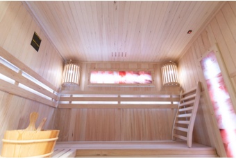 Sauna fińska Nordum Solea 4-osobowa naturalna - z panelami solnymi - z jodły kanadyjskiej Sauna fińska Nordum Solea 4-osobowa naturalna