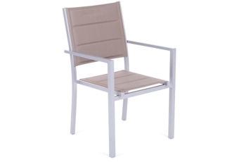 Krzesło ogrodowe aluminiowe Corfu Silver / Taupe