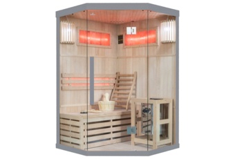 Sauna fińska narożna Nordum Solea 2-osobowa szara