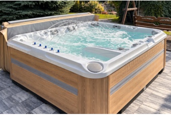Wanna ogrodowa z hydromasażem Aquess Ecstatic 8203 7-osobowa Sterling White / OAK