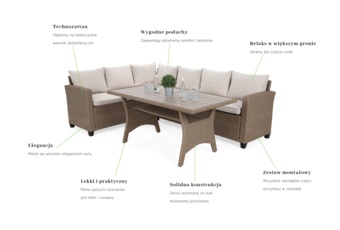 Narożnik ogrodowy technorattanowy Lagos Khaki Grey / Beige Melange