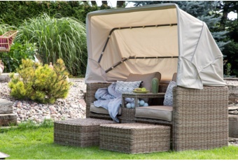 Kosz ogrodowy technorattanowy Michigan White / Grey