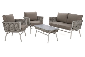 Zestaw mebli aluminiowych Tasos Cream / Latte - dla 4 osób  Meble ogrodowe technorattanowe Tasos Cream / Latte
