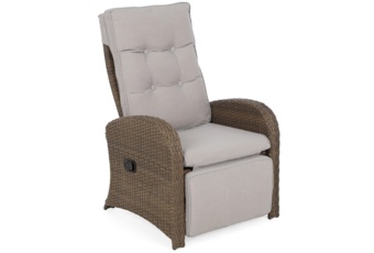 Meble ogrodowe technorattanowe Saloniki Brown / Beige - dla 2 osób - z regulacją oparcia i podnóżka Meble ogrodowe technorattanowe Saloniki Brown / Beige