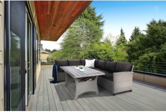 Narożnik ogrodowy technorattanowy Lagos Muddy Grey / Black Melange