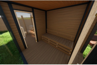 Sauna fińska zewnętrzna TerModula 500 x 210 cm z szatnią