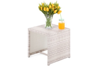 Leżak ogrodowy technorattanowy Bora Bora Beige / Beige Melange ze stolikiem 