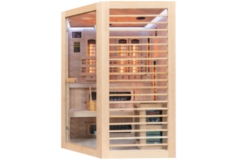 Sauna hybrydowa narożna Nordum Combi 3-osobowa naturalna