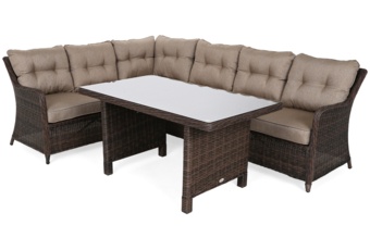 Narożny zestaw mebli ogrodowych lewy California Brown Mat / Brown Melange - brązowy - dla 8 osób Narożny zestaw mebli ogrodowych lewy California Brown Mat / Brown Melange