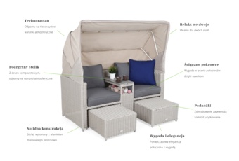 Kosz ogrodowy technorattanowy Michigan White / Grey