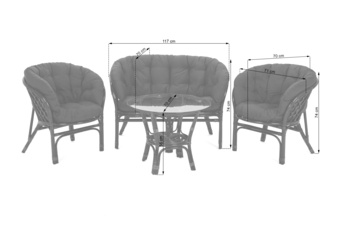 Meble ogrodowe rattanowe Bahama Orange / Latte 3+1 - dla 4 osób - naturalny materiał Meble ogrodowe rattanowe Bahama Orange / Latte 3+1