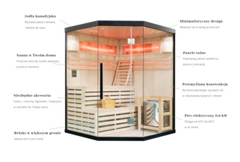 Sauna fińska narożna Nordum Solea 3-osobowa czarna - z panelami solnymi - drewniana Sauna fińska narożna Nordum Solea 3-osobowa czarna