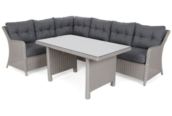 Narożny zestaw mebli ogrodowych lewy California White / Grey - biały - dla 8 osób Narożny zestaw mebli ogrodowych lewy California White / Grey