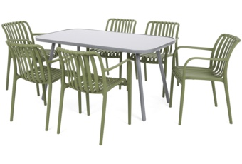 Meble ogrodowe Casablanca 145 cm Silver / Grey + Lomi Green 6+1