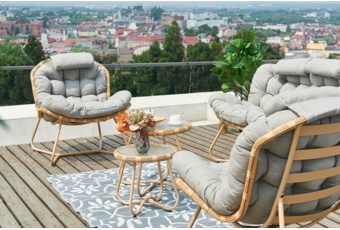 Meble ogrodowe technorattanowe Palermo Round Beige / Light Grey