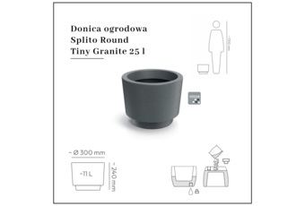 Donica ogrodowa Splito Round Tiny Granite 25 l