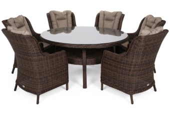 Meble ogrodowe technorattanowe Bristol Round Elegant 150 cm Brown Mat / Brown Melange 6+1