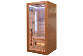 Sauna infrared Nordum Solea 1-osobowa Smart brązowa - z jodły kanadyjskiej - promienniki Sauna infrared Nordum Solea 1-osobowa Smart brązowa