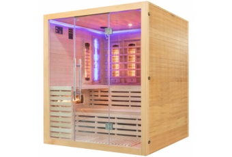 Sauna infrared Nordum Solea 4-osobowa naturalna - z panelami solnymi - jodła kanadyjska Sauna infrared Nordum Solea 4-osobowa naturalna